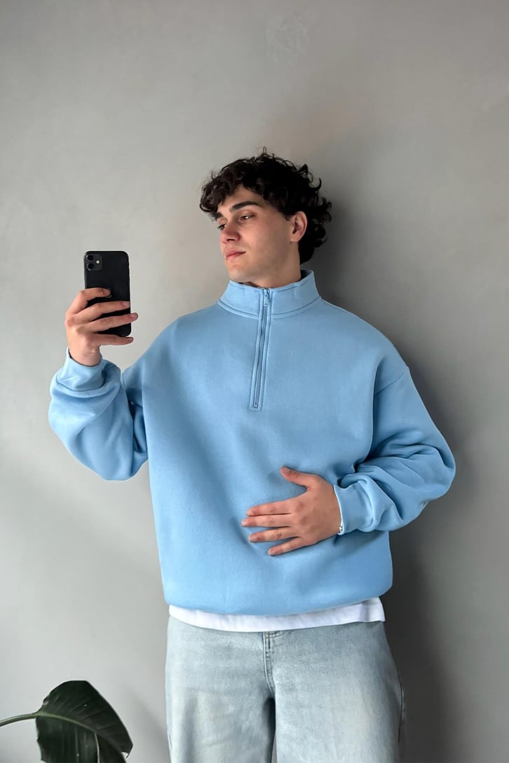 Half Zip Oversize Sweatshirt