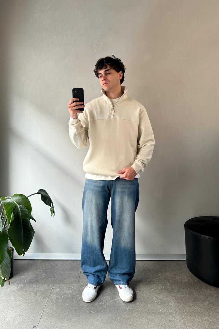 Half Zip Oversize Sweatshirt