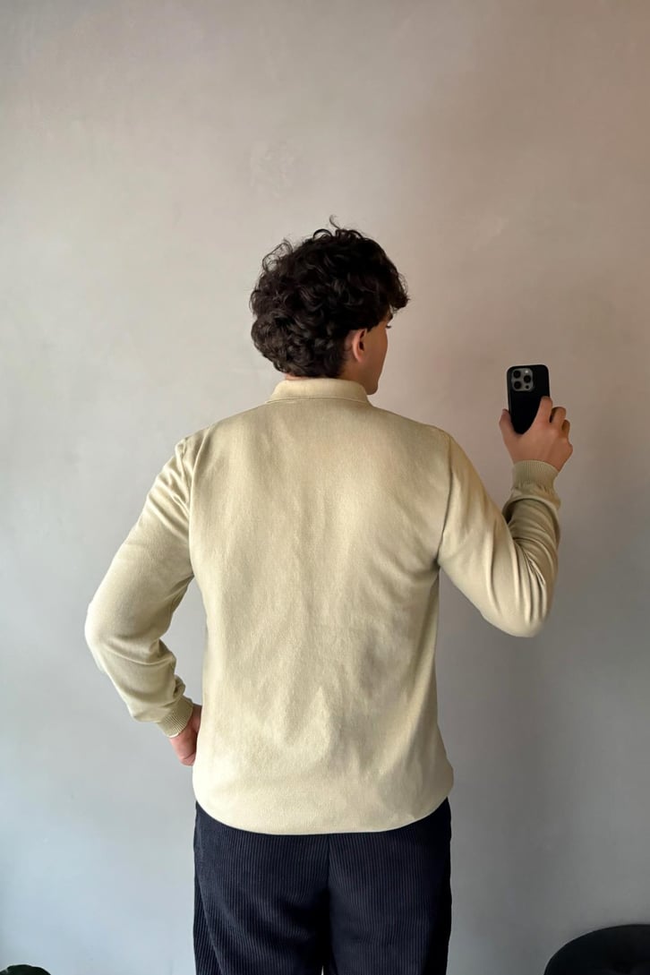 Half Zip Polo Yaka İnce Triko Kazak