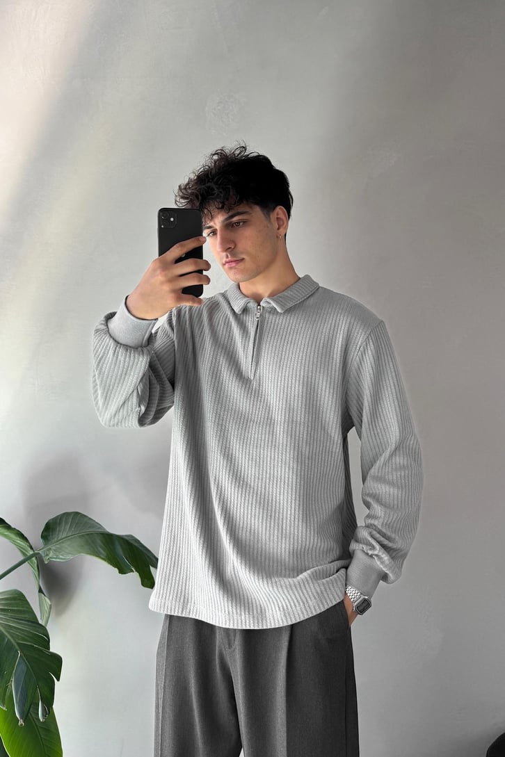 Half Zip Polo Yaka Sweat