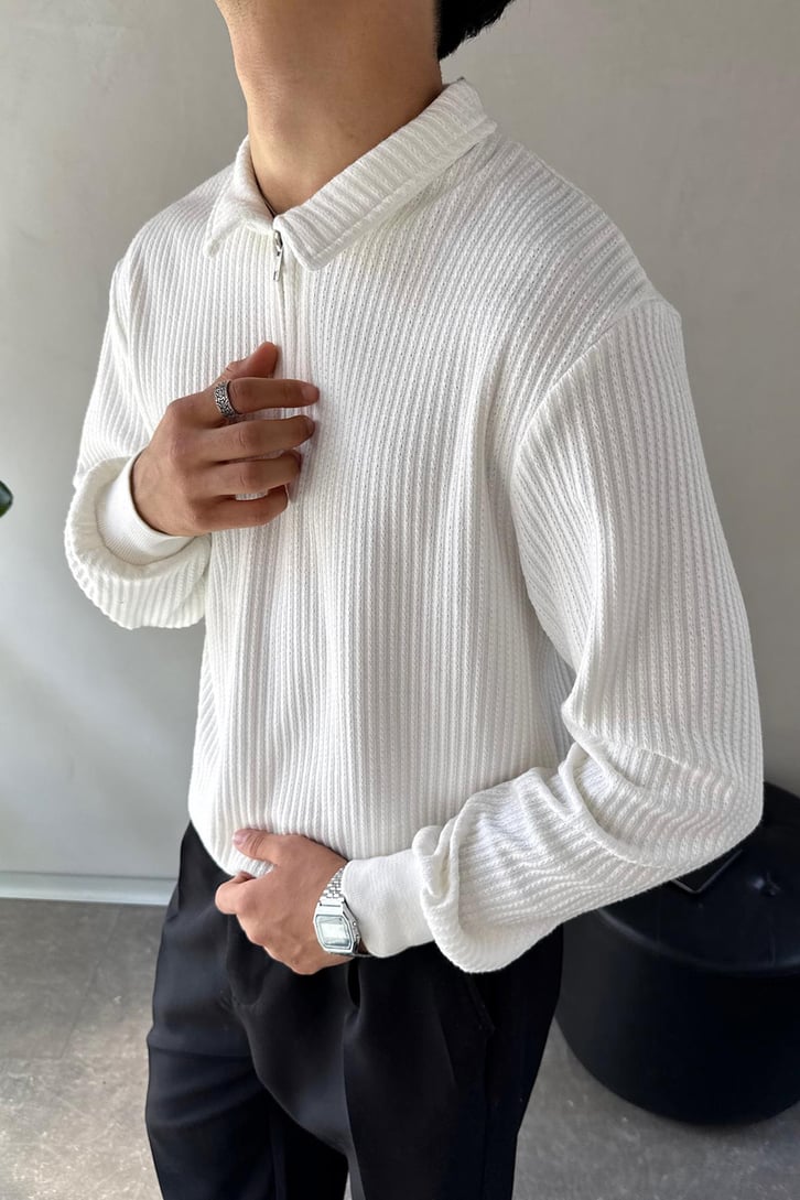 Half Zip Polo Yaka Sweat