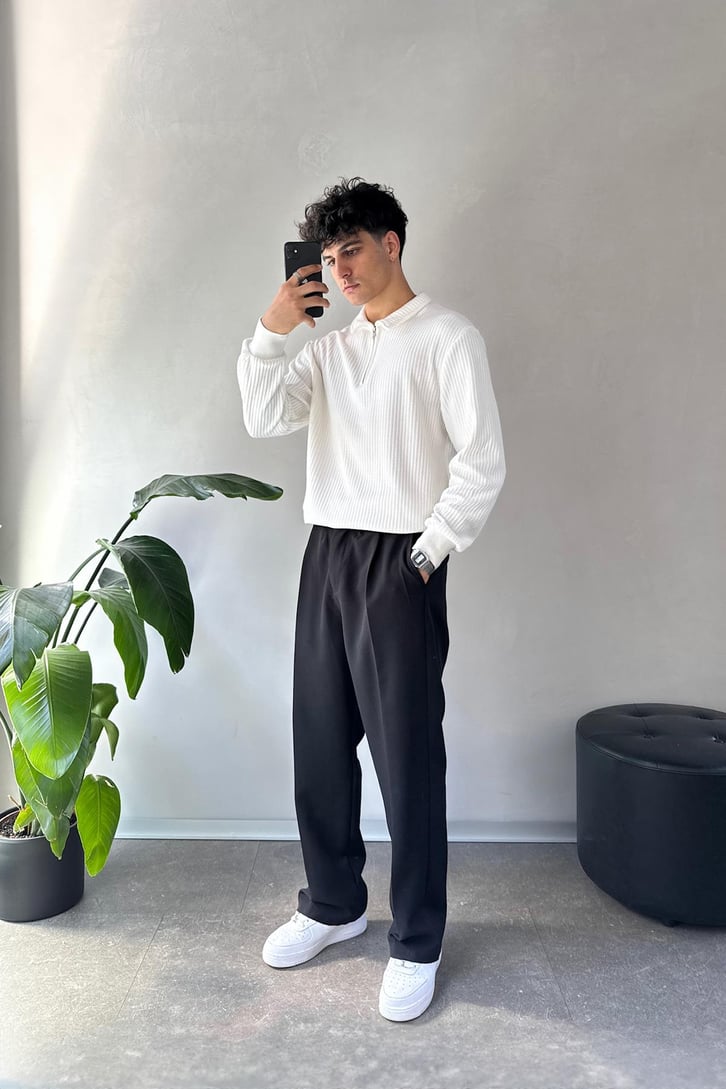 Half Zip Polo Yaka Sweat