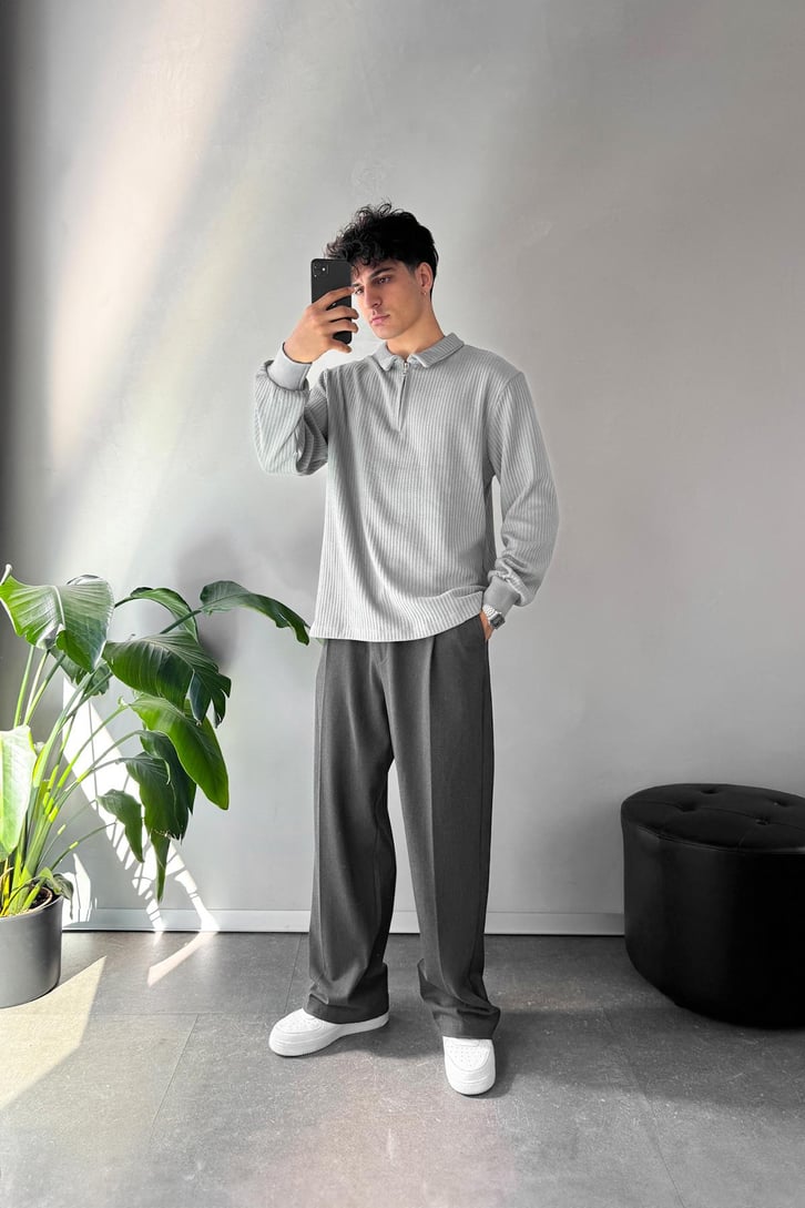Half Zip Polo Yaka Sweat