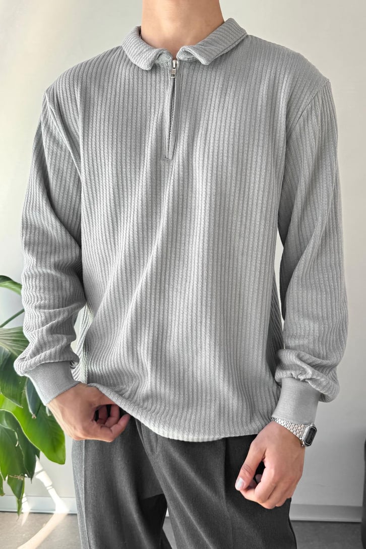Half Zip Polo Yaka Sweat