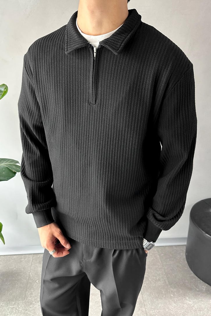 Half Zip Polo Yaka Sweat