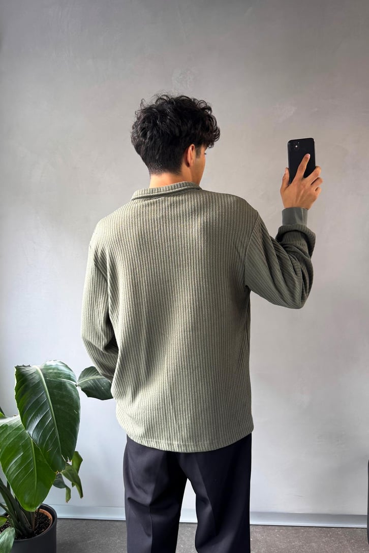 Half Zip Polo Yaka Sweatshirt