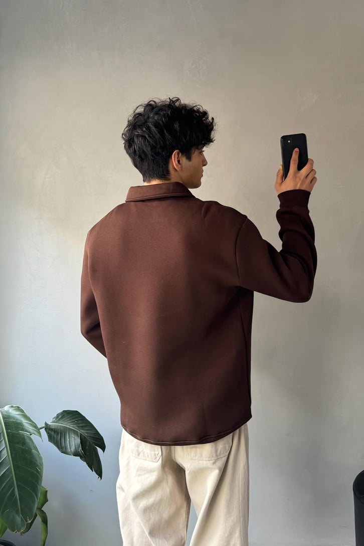 Half Zip Polo Yaka Sweatshirt
