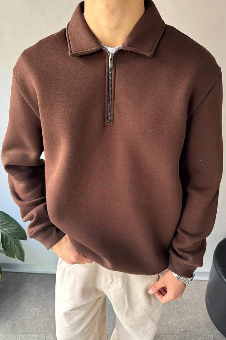 Half Zip Polo Yaka Sweatshirt