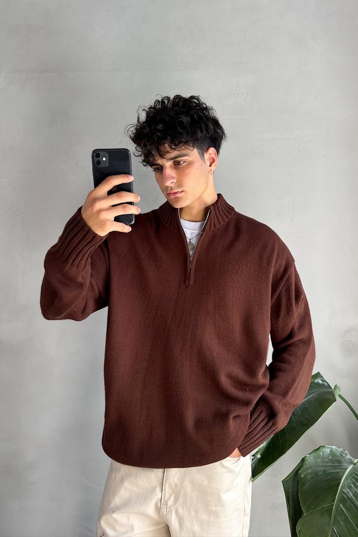 Half Zip Yarım Balıkçı Basic Kazak