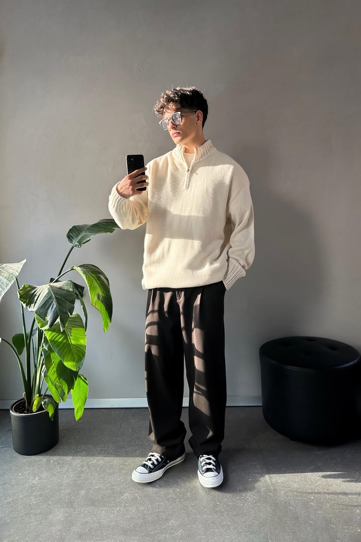 Half Zip Yarım Balıkçı Basic Kazak