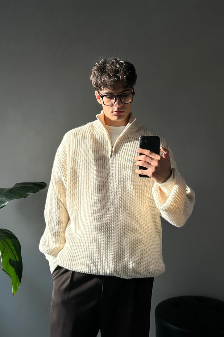 Half Zip Yarım Balıkçı Triko Kazak