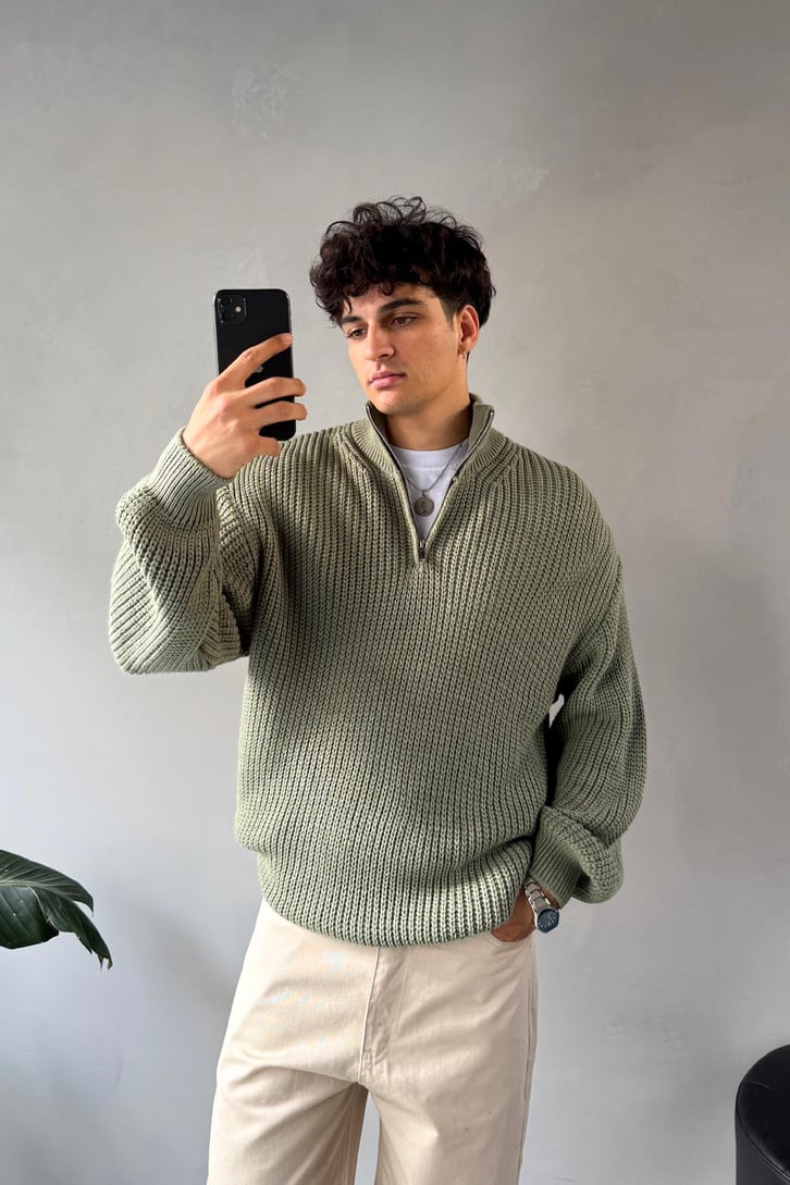 Half Zip Yarım Balıkçı Triko Kazak