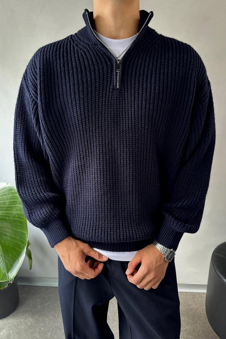 Half Zip Yarım Balıkçı Triko Kazak