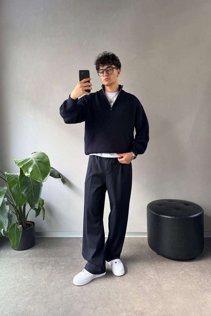 Half Zip Yarım Balıkçı Triko Kazak
