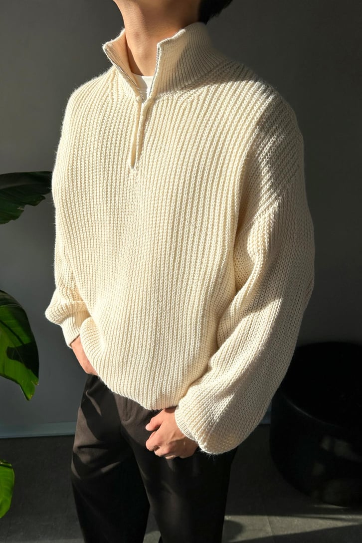 Half Zip Yarım Balıkçı Triko Kazak