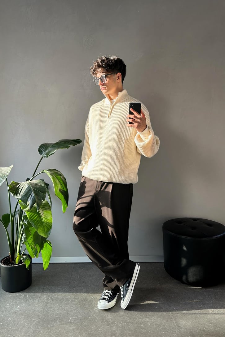 Half Zip Yarım Balıkçı Triko Kazak