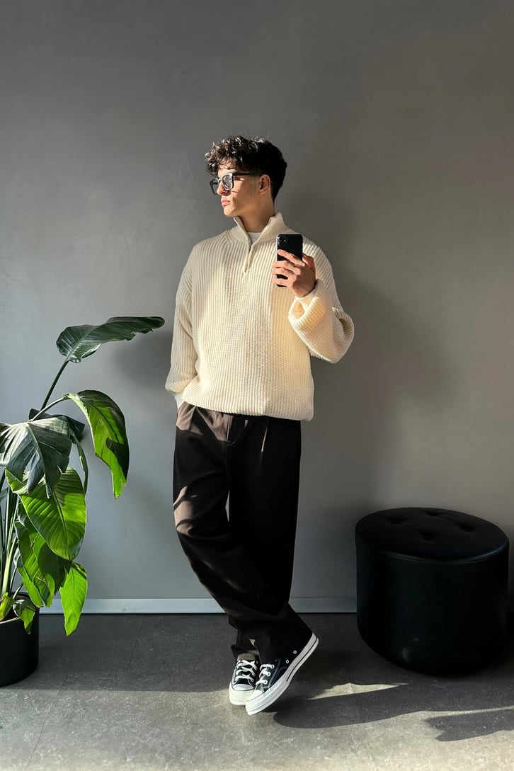Half Zip Yarım Balıkçı Triko Kazak