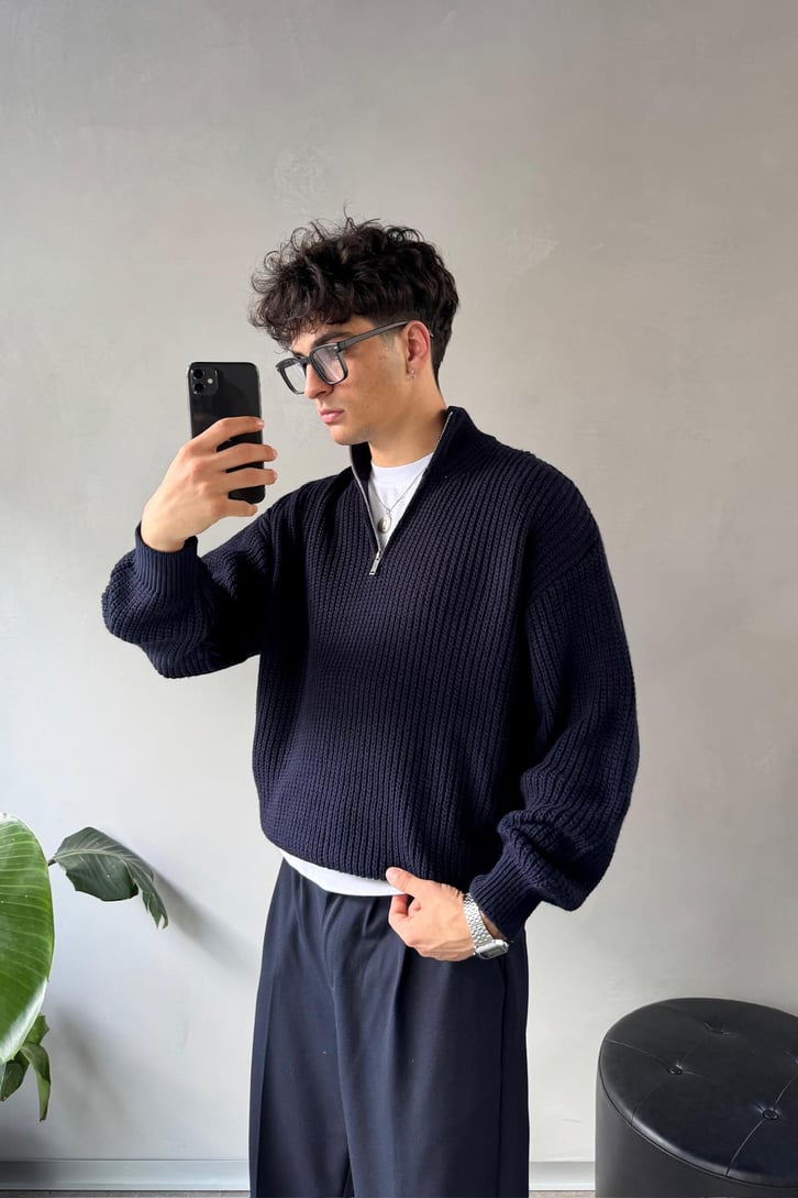 Half Zip Yarım Balıkçı Triko Kazak