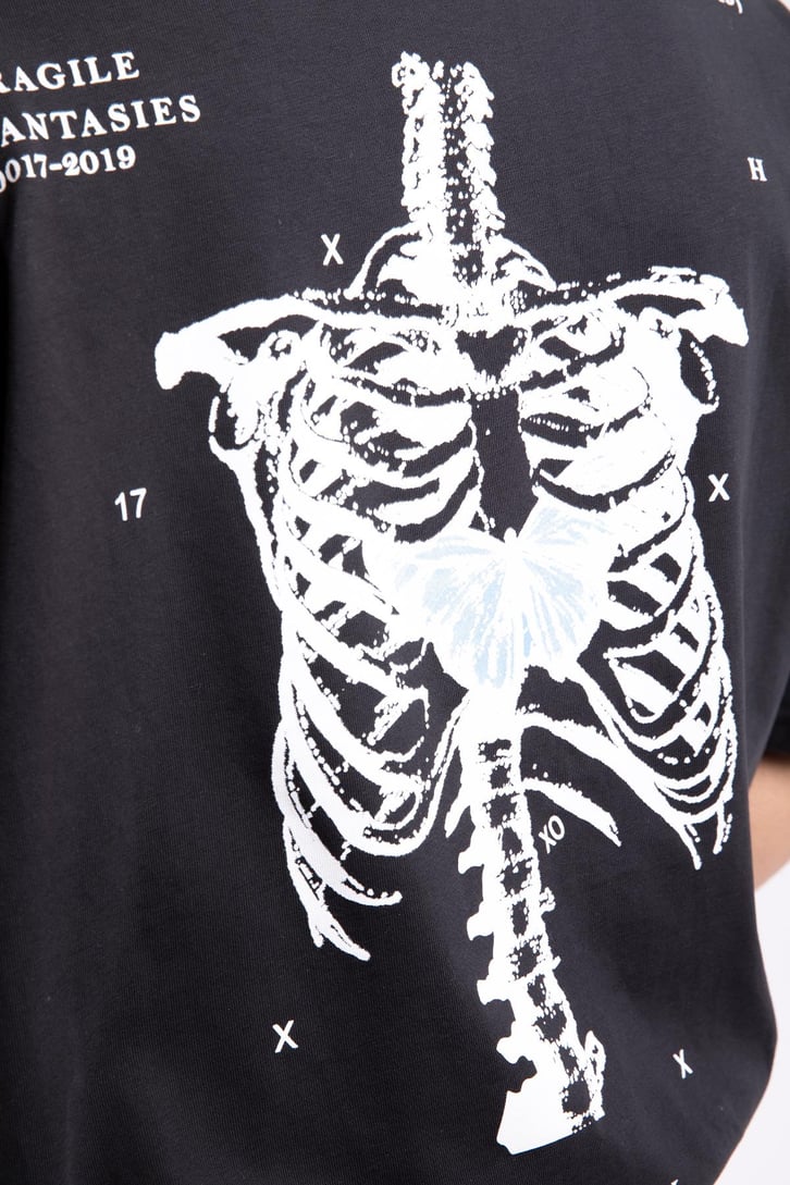 Halsey Rib Cage Sırt Baskılı Oversize Tshirt