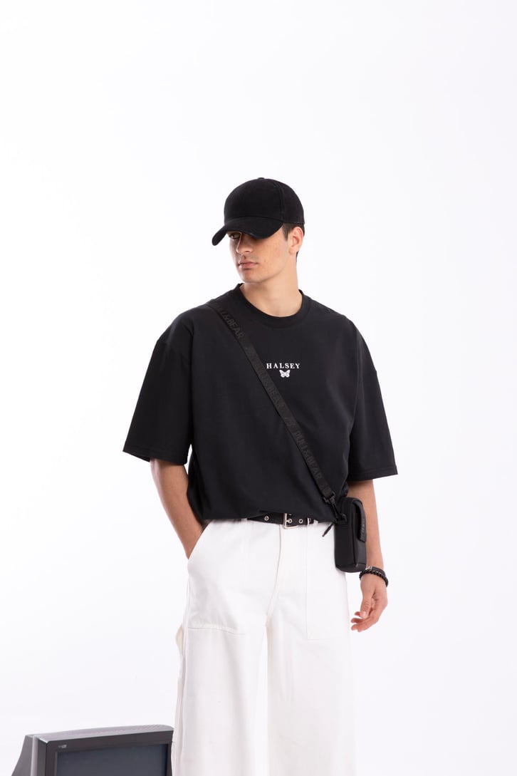 Halsey Rib Cage Sırt Baskılı Oversize Tshirt