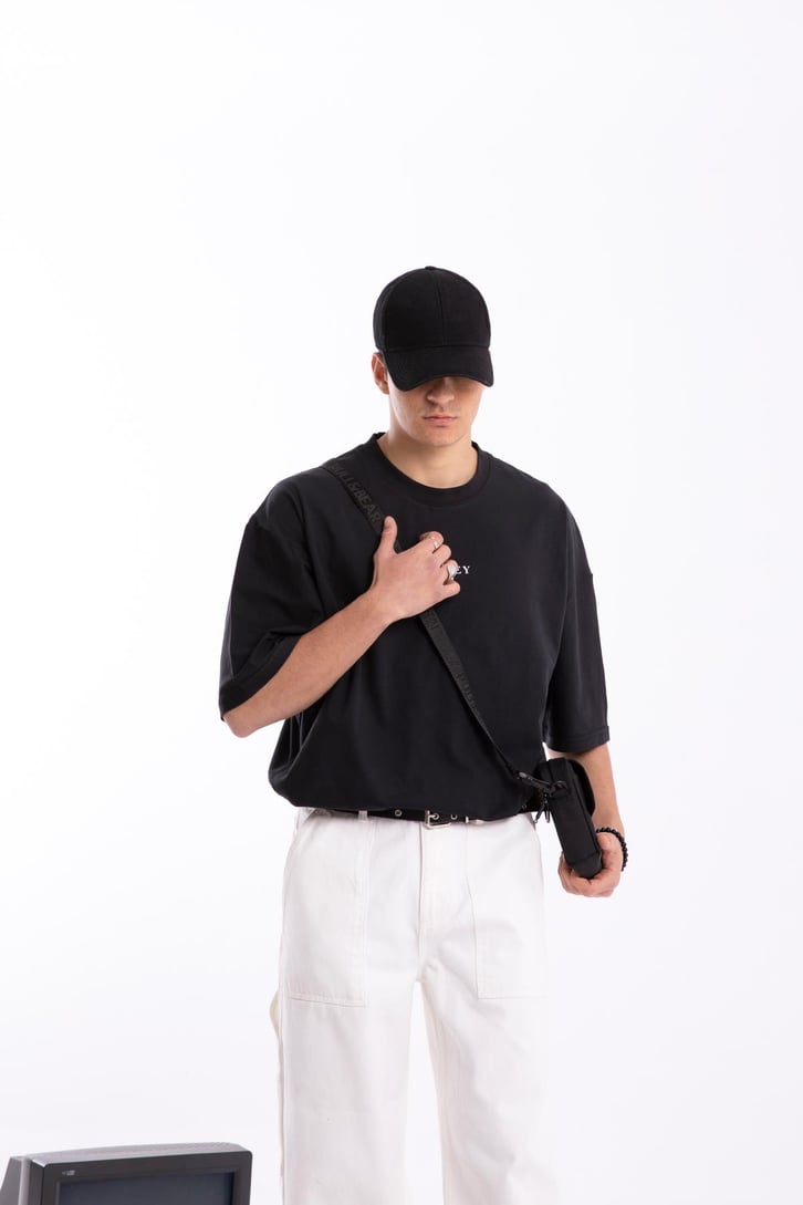 Halsey Rib Cage Sırt Baskılı Oversize Tshirt