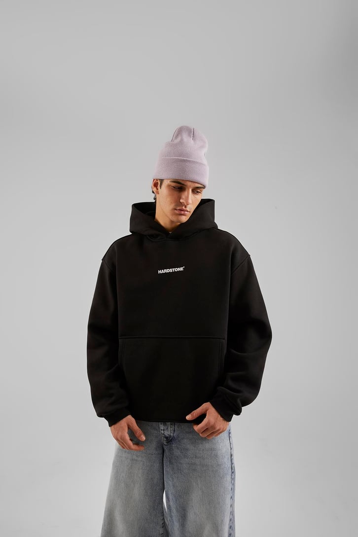 Hardstone Baskılı Beyaz Oversize Hoodie