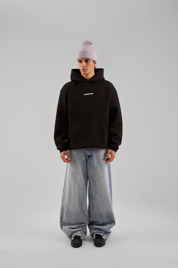 Hardstone Baskılı Beyaz Oversize Hoodie