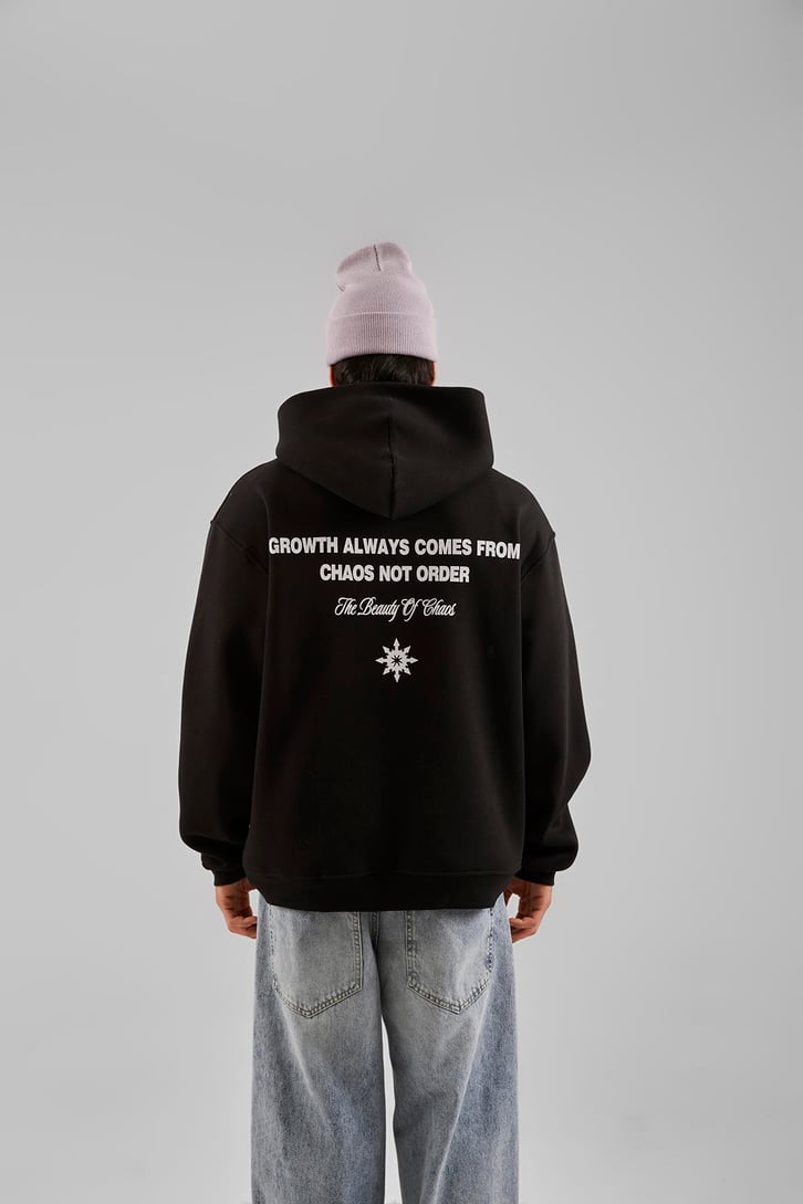 Hardstone Baskılı Beyaz Oversize Hoodie