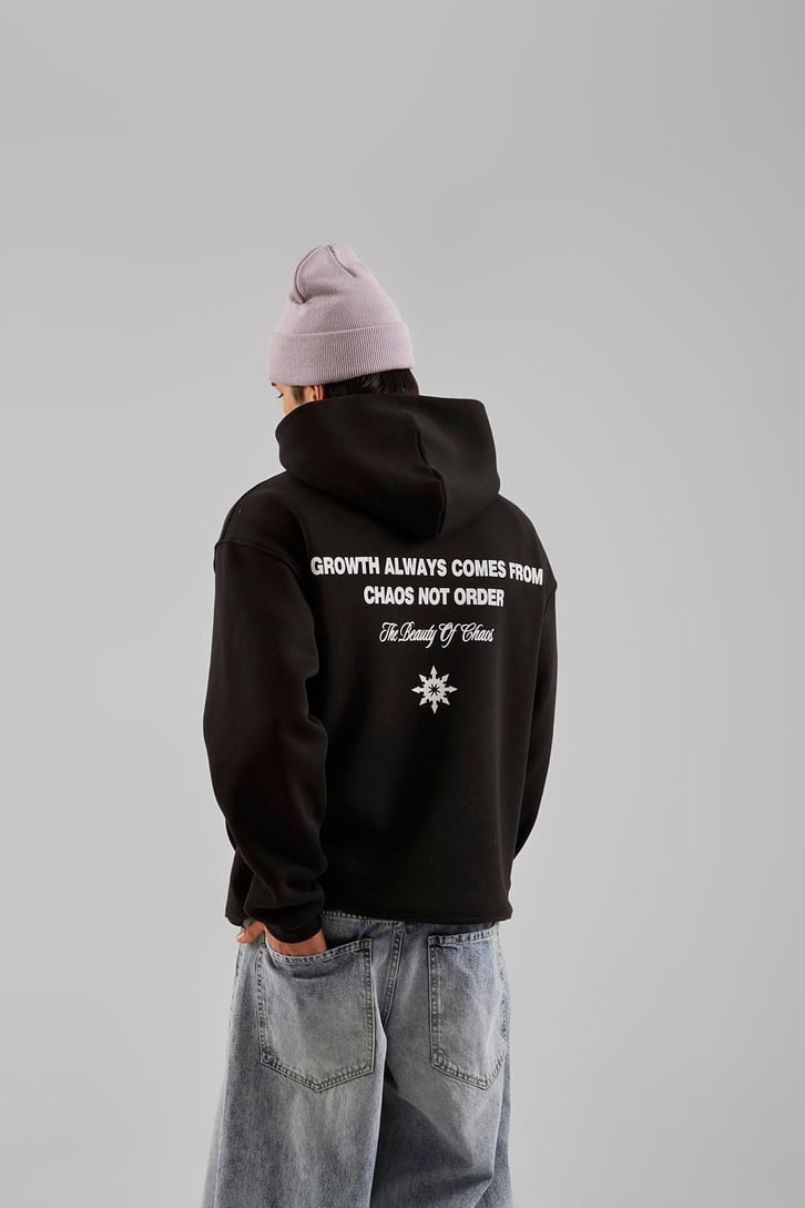 Hardstone Baskılı Beyaz Oversize Hoodie