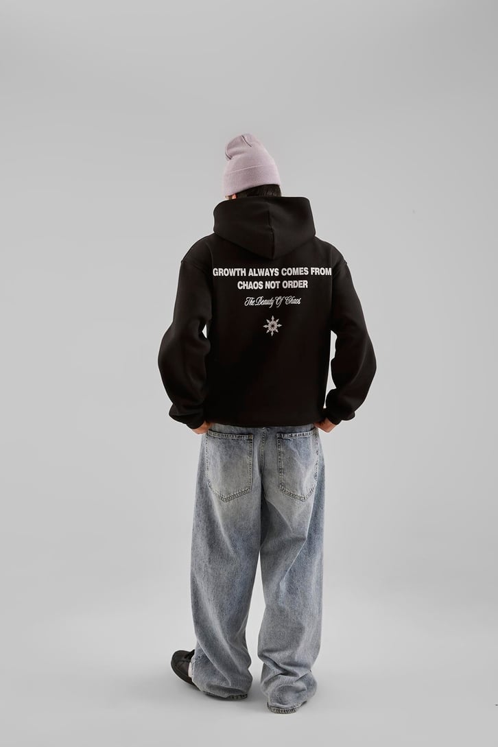 Hardstone Baskılı Beyaz Oversize Hoodie