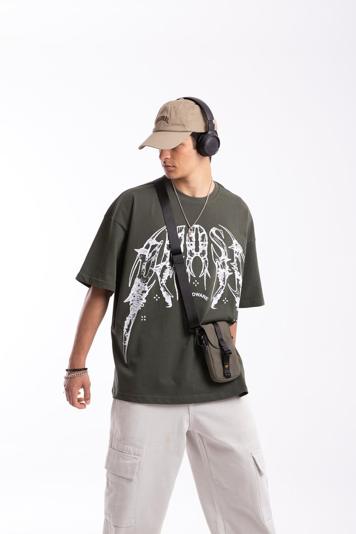 Hardware Baskılı Oversize Tshirt