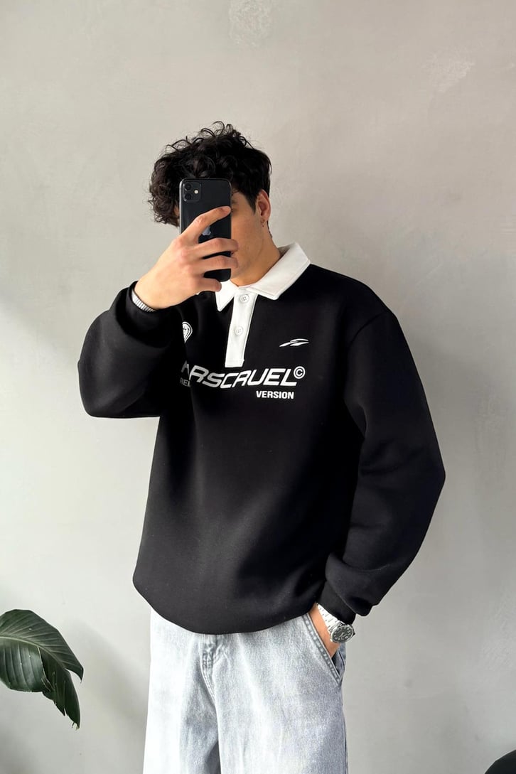 Harscruel Baskılı Düğmeli Sweatshirt
