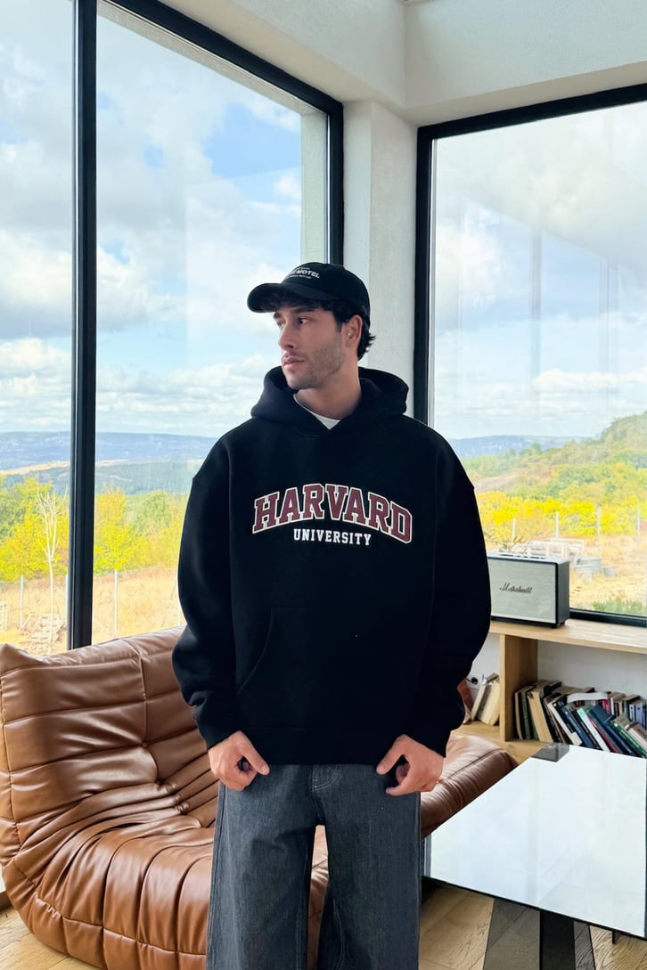 Harvard Baskılı Hoodie
