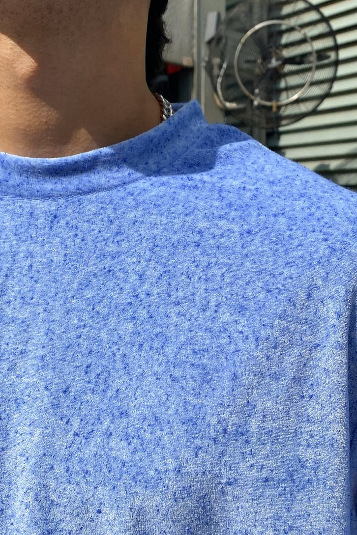 Havlu Dokulu Basic Mavi Oversize