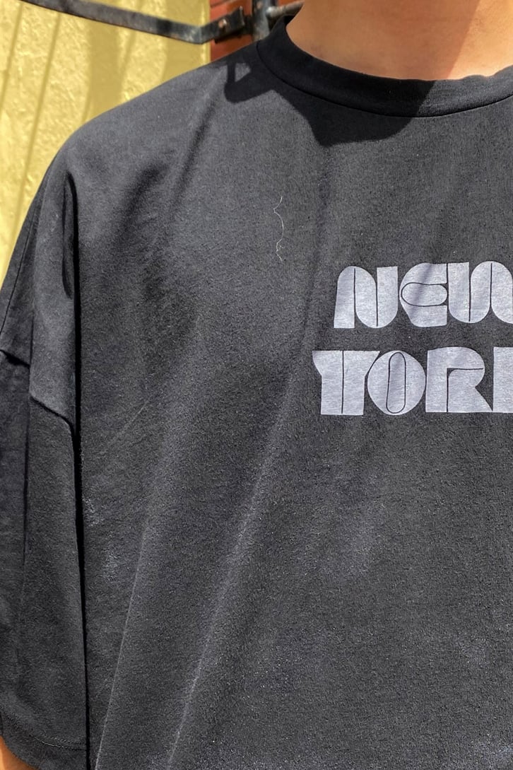Hazy NY Baskılı Siyah Oversize Tshirt