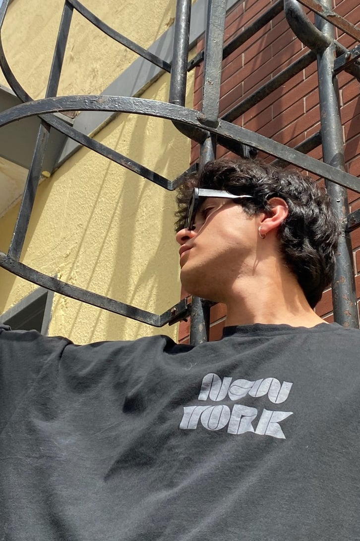 Hazy NY Baskılı Siyah Oversize Tshirt