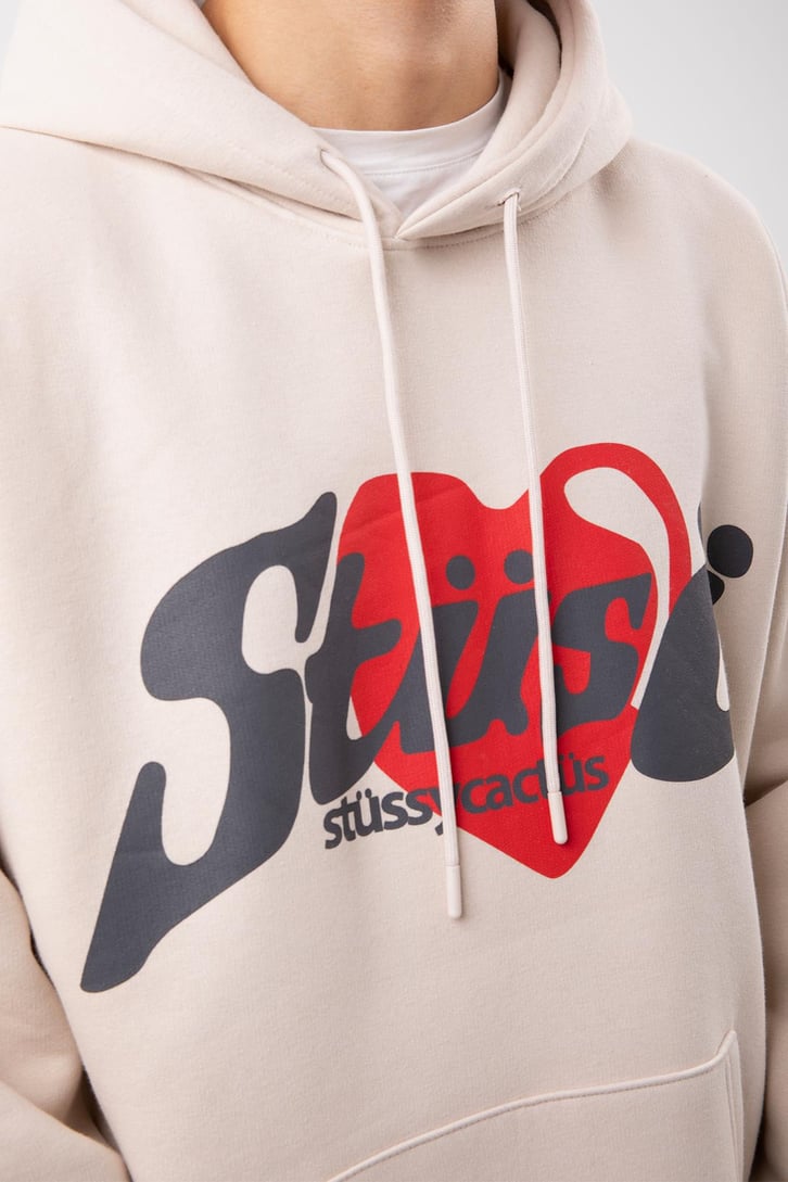 Heart Baskılı Taş Rengi Oversize Hoodie