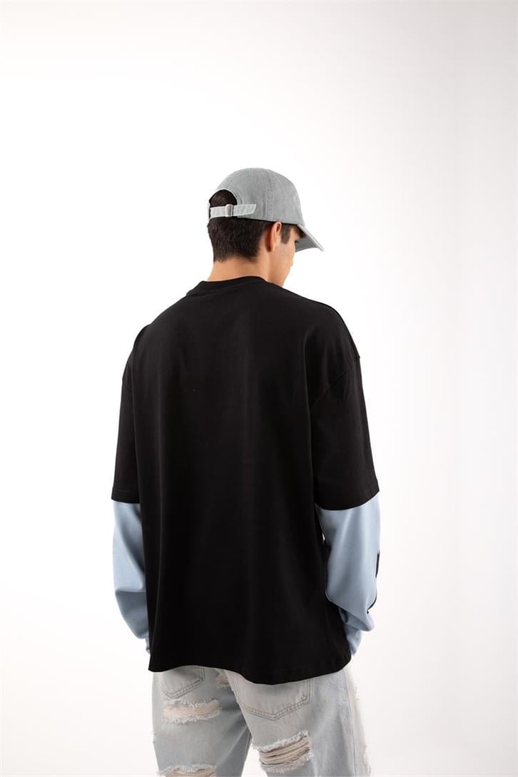Heart Break Siyah Oversize Long Sleeve Tişört
