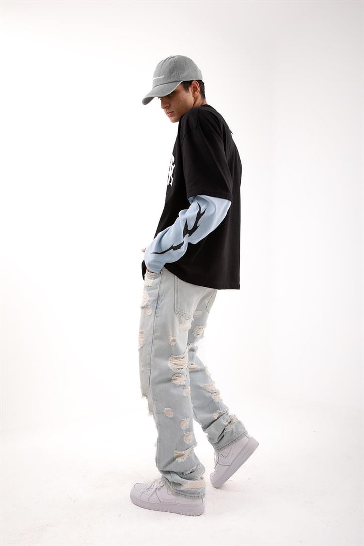 Heart Break Siyah Oversize Long Sleeve Tişört