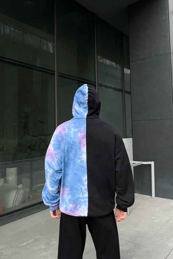 Heart Nakışlı Batik Desen Hoodie