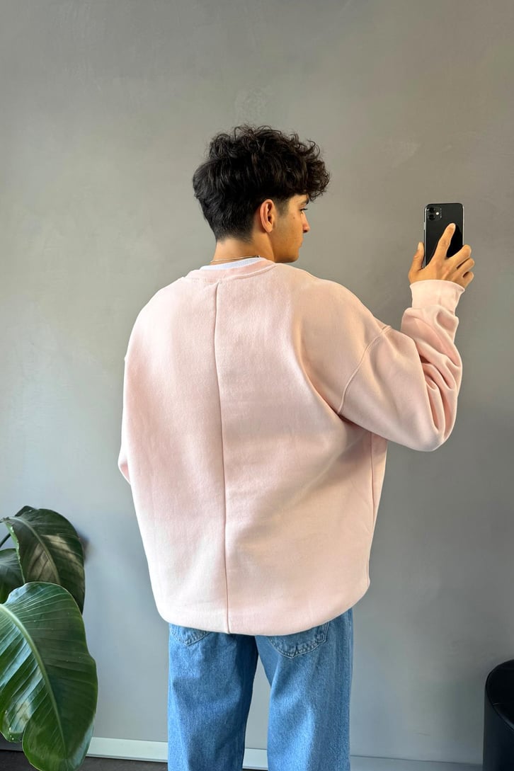 Heart Nakışlı Bisiklet Yaka Sweatshirt