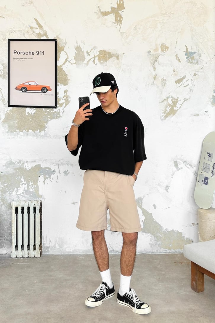 Heart Nakışlı Oversize Tişört