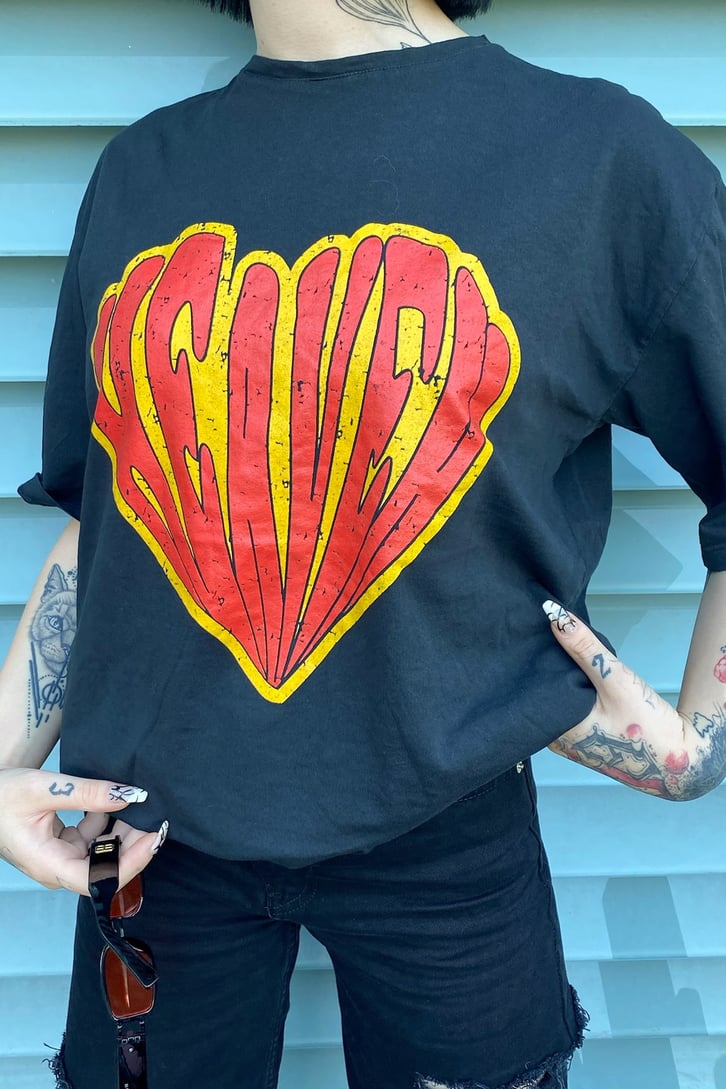 Heaven Heart Baskılı Siyah Tshirt