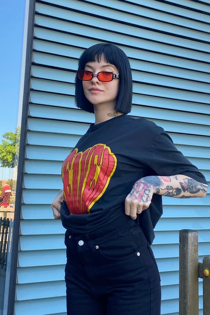 Heaven Heart Baskılı Siyah Tshirt