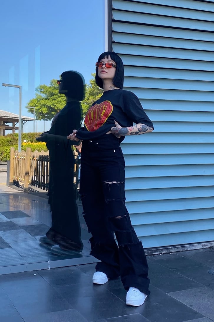 Heaven Heart Baskılı Siyah Tshirt