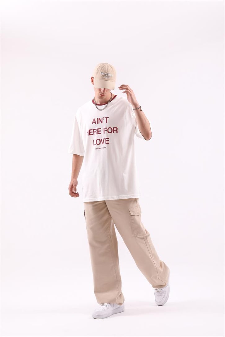 Here For Love Baskılı Oversize Tshirt
