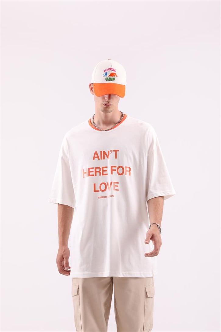 Here For Love Baskılı Oversize Tshirt