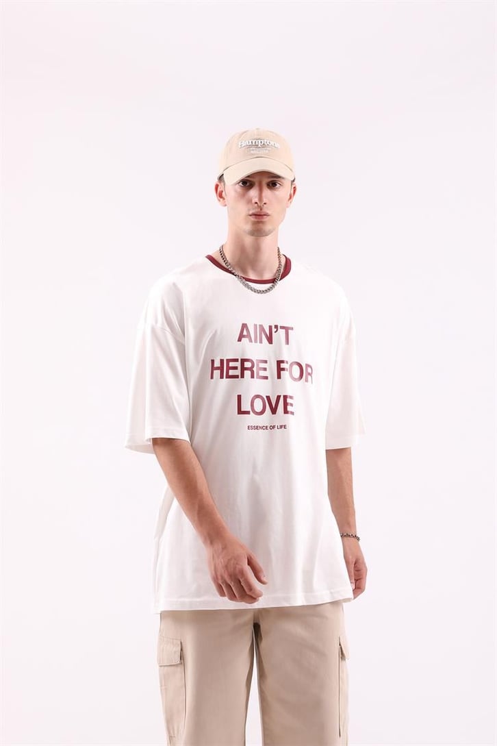 Here For Love Baskılı Oversize Tshirt