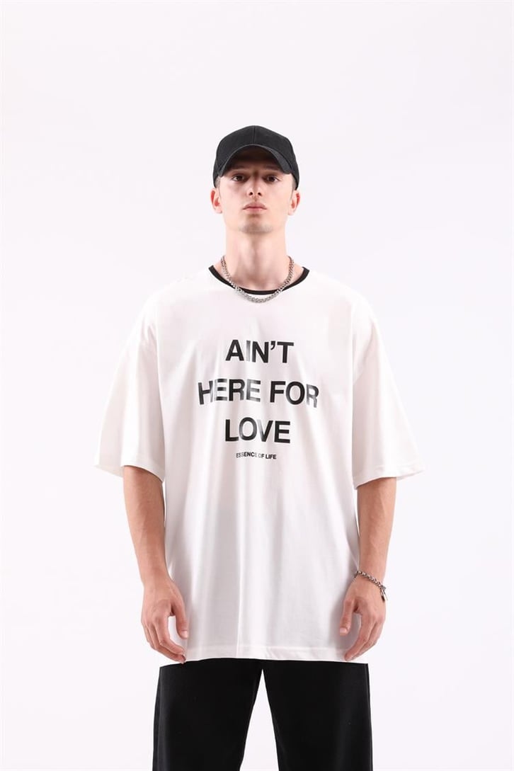 Here For Love Baskılı Oversize Tshirt