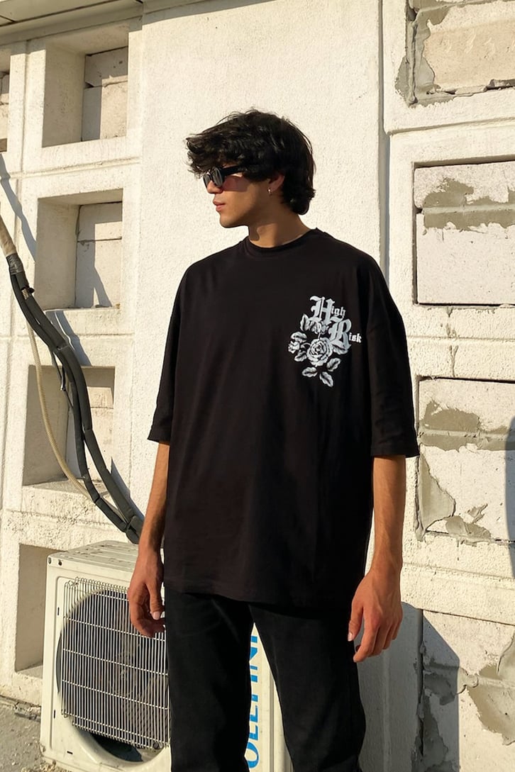 High Risk Baskılı Oversize Tshirt